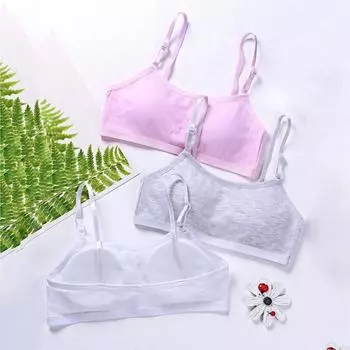Детское нижнее белье для девочек полового созревания, летний бесшовный мягкий хлопковый регулируемый бюстгальтер One Size