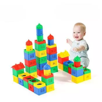 Детское образовательное просвещение Строительные блоки Игрушечные строительные блоки Сборка и вставные строительные блоки Частицы Домашний компаньон Новые игрушки 35*28*18cm