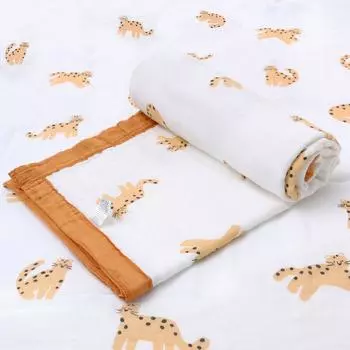 Детское одеяло, четырехслойное, из бамбука и хлопка, тканевое одеяло, детское одеяло, тонкое одеяло для больших детей, весеннее и осеннее, универсальное одеяло на все времена года 120*120CM зелёный