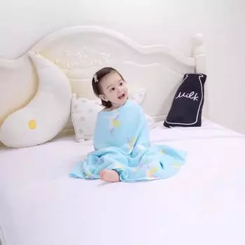 Детское одеяло из бамбукового хлопка Gro-bag, однослойное, марлевое, обнимающее, новое, детское, из бамбукового хлопка, летнее, без флуоресценции 120*120 синий