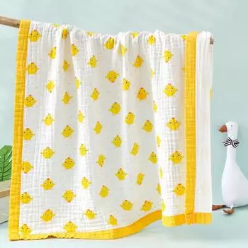 Детское одеяло с мультяшным многослойным марлевым принтом медведя, утки и динозавра, детское одеяло для приема