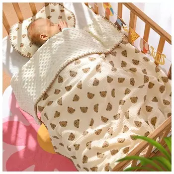 Детское одеяло с точечной подкладкой, симпатичное дышащее одеяло с принтом, мягкое летнее охлаждающее одеяло для