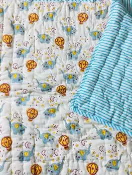 Детское одеяло с воздушным шаром со слоном и ручным блоком с принтом - 60*40 дюймов