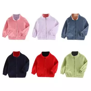 Детское однотонное пальто на молнии для детей от 3 до 10 лет, детская повседневная куртка на весну, осень и зиму 110