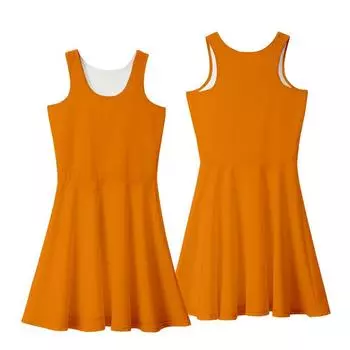 Детское однотонное повседневное платье без рукавов 140 оранжевый