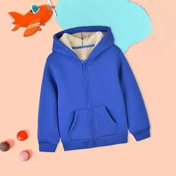 Детское осенне-зимнее новое толстое теплое пальто из овечьей шерсти 90cm синий