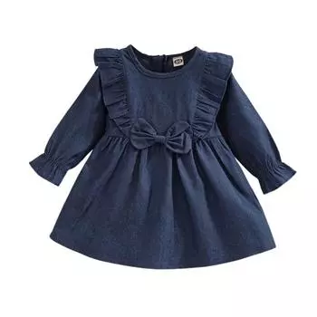 Детское осеннее платье для девочек, удобное платье принцессы с круглым вырезом в корейском стиле 86