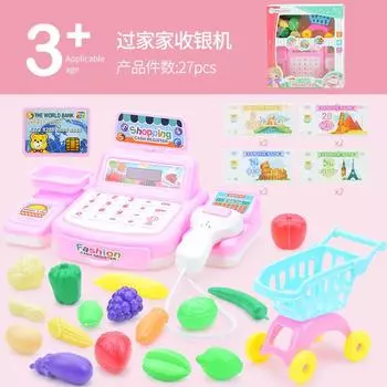 Детское освещение и звуковые эффекты Набор игрушек «Кассовый аппарат супермаркета», Игра в домик, Симуляция кассы с фруктами и овощами
