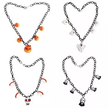 Детское ожерелье на Хэллоуин, ожерелье с тыквенным призраком, детские украшения, украшения для фестиваля призраков, маскарадные украшения, креативный кулон из смолы