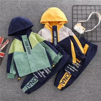 Детское пальто, брюки, комплекты из 2 предметов с длинными рукавами для маленьких мальчиков, детская одежда, повседневный костюм для мальчиков 90