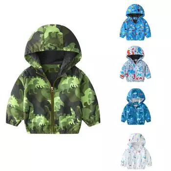 Детское пальто Пальто для мальчика Рубашка на молнии Детский халат Детский мультяшный принт 110