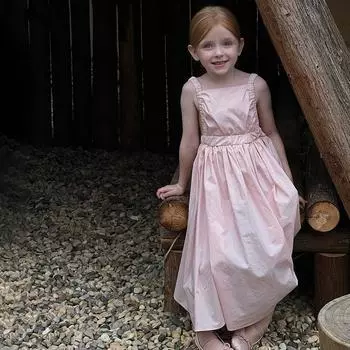 Детское платье Детский сарафан Розовое платье-комбинация с открытой спиной Летнее платье принцессы для девочки 9 розовый
