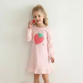 Детское платье Детское повседневное платье с длинными рукавами и принтом для девочек 130