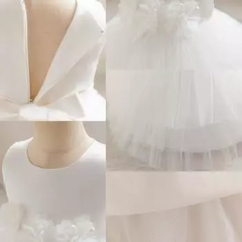 Детское платье Детское свадебное платье с яркими цветами для выступлений Платье для выступлений Сетчатое платье принцессы для девочек 100 белый