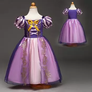 Детское платье для девочек, летние праздничные платья, детское элегантное платье принцессы, вечерние длинные платья, рождественские платья 110 фиолетовый