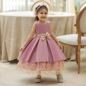 Детское платье для девочек, летние свадебные платья на день рождения, детские вечерние платья, милое бальное платье для девочек 70 розовый