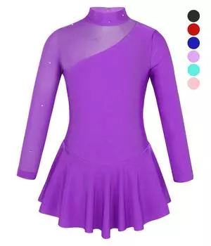 Детское платье для девочек с длинными рукавами и вырезами на спине, фигурное катание на роликовых коньках, балетное танцевальное платье 7-8 Years красный