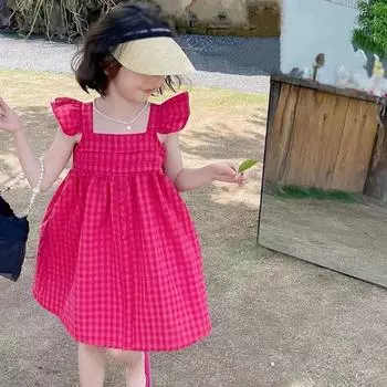 Детское платье для девочек с летающими рукавами и квадратным вырезом сзади на шнуровке Платье принцессы 7