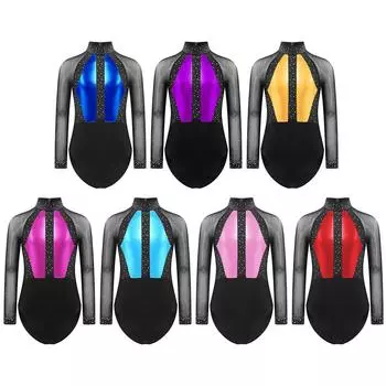 Детское платье для фигурного катания, блестящие стразы, балетный костюм для лирического танца, купальник для художественной гимнастики, спортивное боди 5-6 Years синий