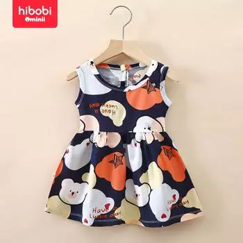 Детское платье hibobi, платье принцессы для детей, хлопковое шелковое платье для девочек, летнее платье из искусственного шелка, корейская версия детского повседневного платья 12-18 Months синий