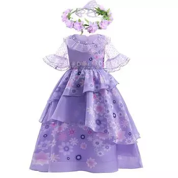 Детское платье Изабеллы для девочек, костюм Encanto для косплея, Мирабель Мадригал, летнее платье принцессы 100 фиолетовый