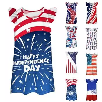 Детское платье Юбка с развевающимися рукавами Повседневное платье 100