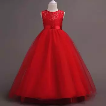 Детское платье, кружевное свадебное платье, длинное пышное платье-жилет, подарки для маленьких девочек, модные платья 170 белый