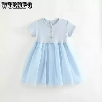 Детское платье Летнее платье для малышей Сетчатое платье для девочек Летнее стильное платье принцессы Газовое платье 80 розовый