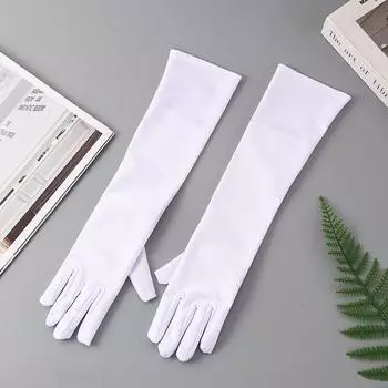 Детское платье миди для выступлений и этикета для детей 4-10 лет, белые перчатки для упражнений, тонкое, унисекс, дышащее, эластичное White medium length 32cm
