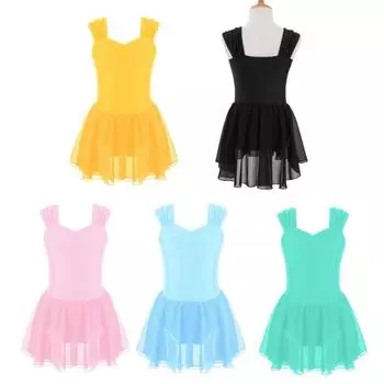 Детское платье-пачка без рукавов с рюшами для балета и танцев, трико, платье для фигурного катания на коньках, костюм балерины 3-4 Years чёрный