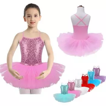 Детское платье-пачка с блестками для девочек, балетное танцевальное трико, гимнастическое трико, танцевальное платье на бретельках для малышей 3-4 Years бирюзовый