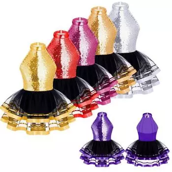 Детское платье-пачка со сверкающими пайетками и круглым вырезом для девочек, балетное платье-пачка, современный танцевальный костюм для гимнастики 3-4 Years серебряный