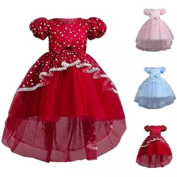 Детское платье Платье принцессы с бантом Однотонное платье для торта 110