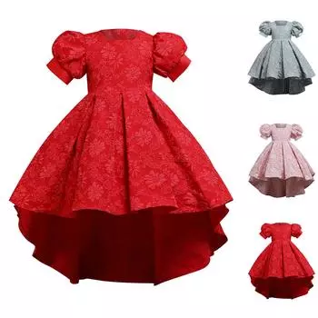 Детское платье Платье принцессы с бантом Однотонное платье для торта с блестками 110