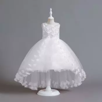 Детское платье, платье принцессы с жемчужным шлейфом, платье для дня рождения для маленькой девочки, детское платье 110 синий