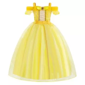 Детское платье принцессы Детское платье, золотой костюм для выступлений 130 жёлтый