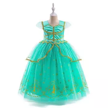 Детское платье принцессы для девочек-цветочниц на Рождество, свадьбу, летнее детское торжественное платье с бантом для школьного вечера, детская новогодняя одежда 100 зелёный