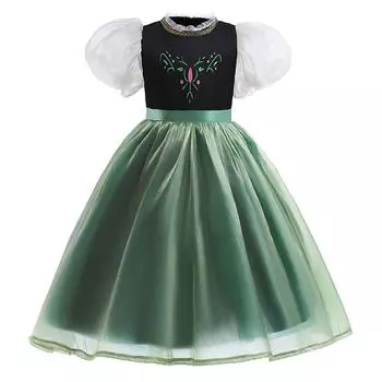 Детское платье принцессы для костюмированной вечеринки для девочек на день рождения, одежда для выступлений 100 зелёный