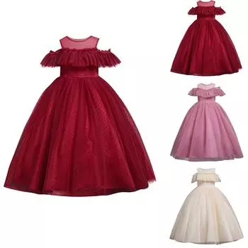 Детское платье принцессы, однотонное платье, детское платье хозяина фестиваля 120