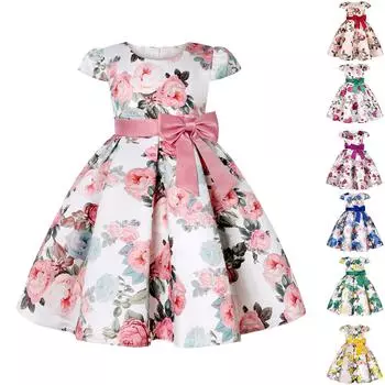 Детское платье принцессы, платье с ретро-принтом, детское платье хозяина фестиваля 100 синий