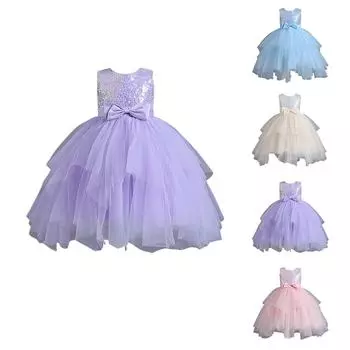 Детское платье с бисером для девочек Детское платье Платье принцессы без рукавов для девочки на один год 100