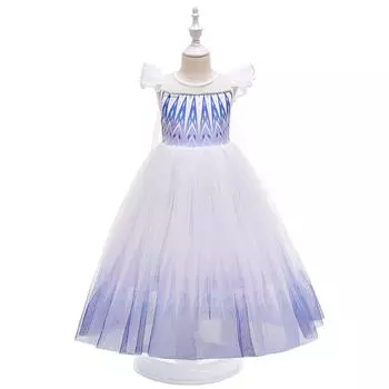 Детское платье с героями мультфильмов для косплея для девочек, Хэллоуин, Рождество, карнавал, платье принцессы для выпускного, кристально-синий карнавальный костюм для крещения 100cm