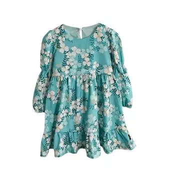 Детское платье с пышными рукавами и цветочным принтом для девочек, корейское модное платье, темпераментное платье 130