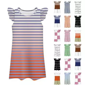 Детское платье с рукавами-крылышками, юбка с принтом, повседневное платье 110 чёрный