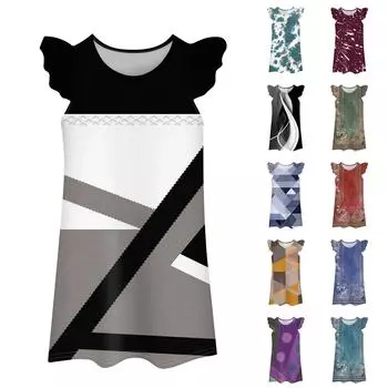 Детское платье с рукавами-крылышками, юбка с принтом, повседневное платье 110 армия зеленый