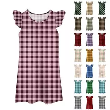 Детское платье с рукавами-крылышками, юбка с принтом, повседневное платье 110 бежевый