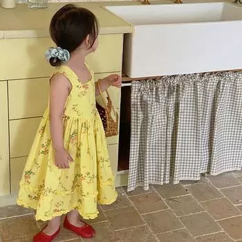 Детское платье Сарафан с цветочным принтом Кружевное платье-комбинация для девочек Детское платье принцессы 13