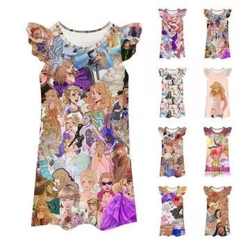 Детское платье, юбка с развевающимися рукавами, однотонное повседневное платье 110 чёрный