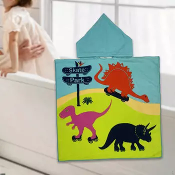 Детское пляжное полотенце, банный халат, накидка для мальчиков и девочек, легкий бассейн для дома Blue Dinosaur