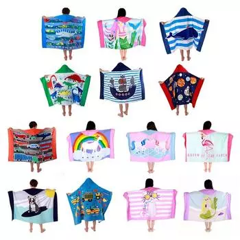 Детское пляжное полотенце с милым мультяшным принтом, мягкое и удобное впитывающее банное полотенце, халат